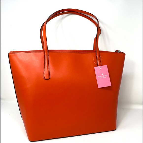 Kate ♠️Spade Large Women’s Tote Zina Leather Coral - Picture 3 of 10